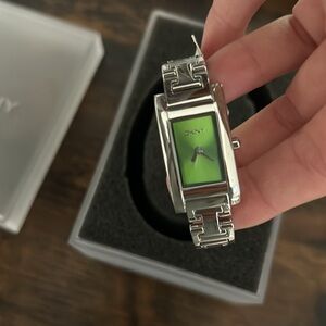 NWT Silver DKNY Green Face Watch